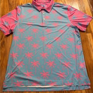 Chubbies Men's Large Pink & Blue Stretch Electric Slide Performance Polo Shirt
